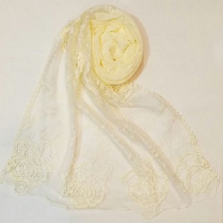 Designer half net hijab - Cream